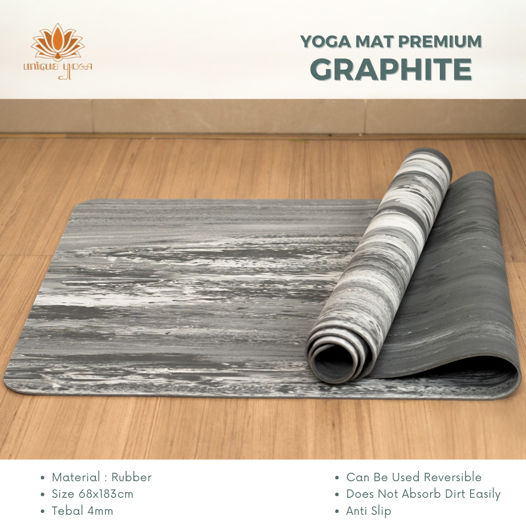 Yoga Mat Premium Graphite / Matras Yoga Pilates Premium Motif Marble