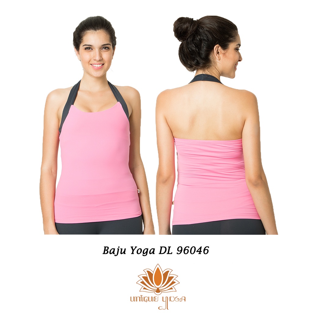 Baju Yoga Pink List Abu / Baju Senam Fitness / Baju Olahraga Yoga / Baju Senam Murah DL 96046