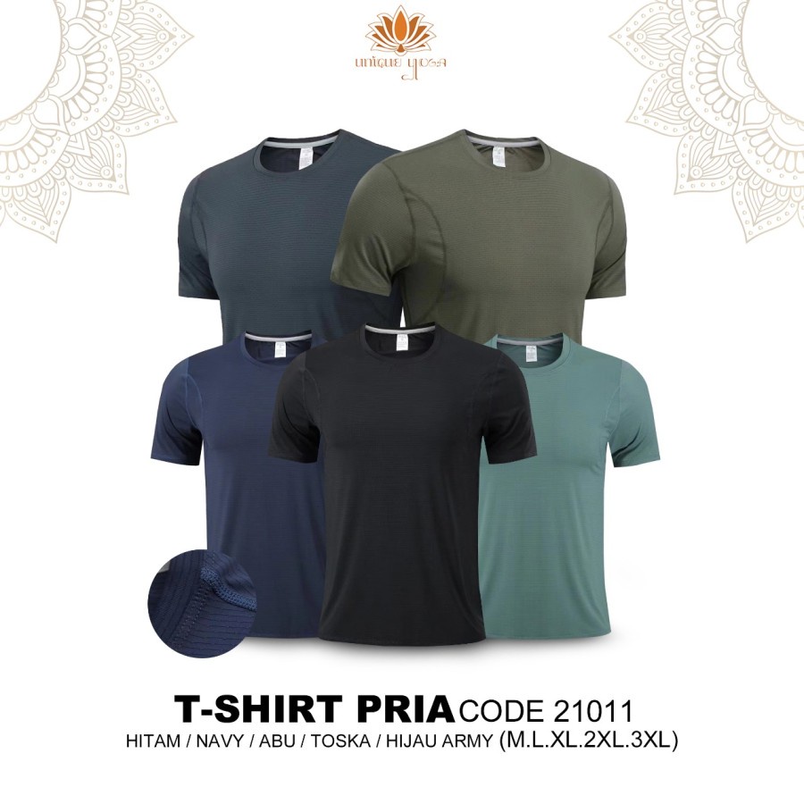 Kaos Olahraga Senam Yoga Pria Gym Running Dry Fit / Baju Sport Pria / Pakaian Olahraga Pria