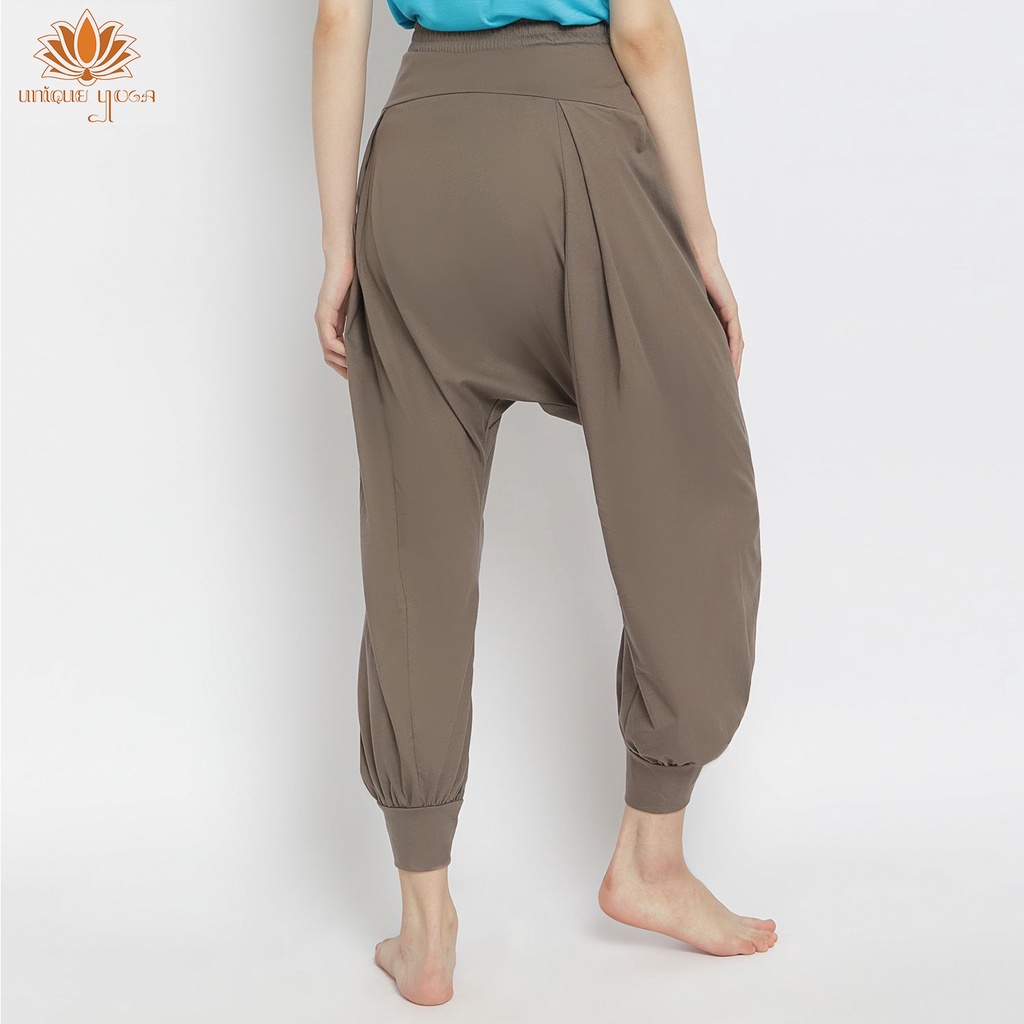 Set Baju Kaos Yoga Christy All size Yogadance Biru / Celana Harem Pant Yoga Coklat