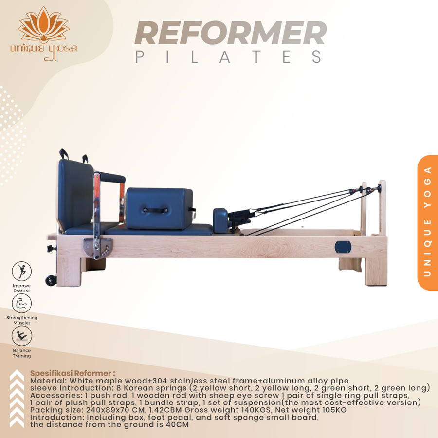 Alat Fitness Pilates Reformer / Yoga Bed/Pilates Bed / Ranjang Pilates / Unique Pilates Foldable Reformer