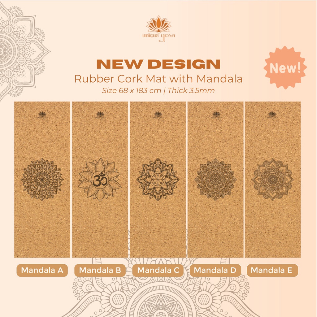 Jual Yoga Mat Custom Nama + Motif 7 Chakra/ Cork Mat Yoga Termurah/ Matras Senam Yoga Berkualitas