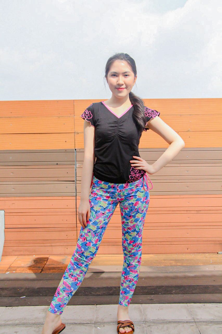 Baju Yoga Termurah / Kaos Senam Olahraga Yoga Hitam / Top Yoga DL 97010