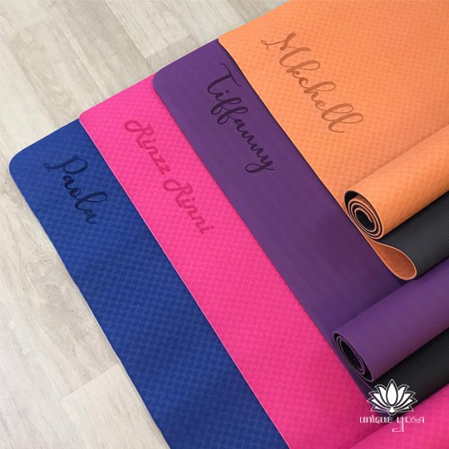 Matras Yoga / Matras Olahraga Yoga / TPE Mat Eco - Friendly Ungu - Hitam / Custom Nama Matras