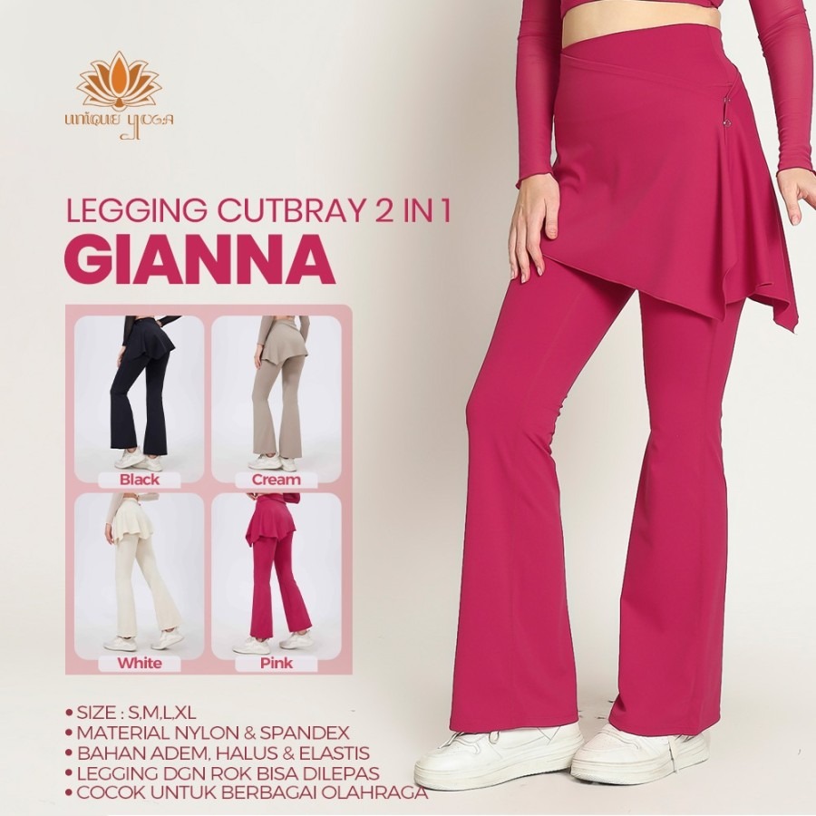 Legging Cutbray 2in1 Gianna / Legging Skirt / Celana legging dengan rok bisa dilepas