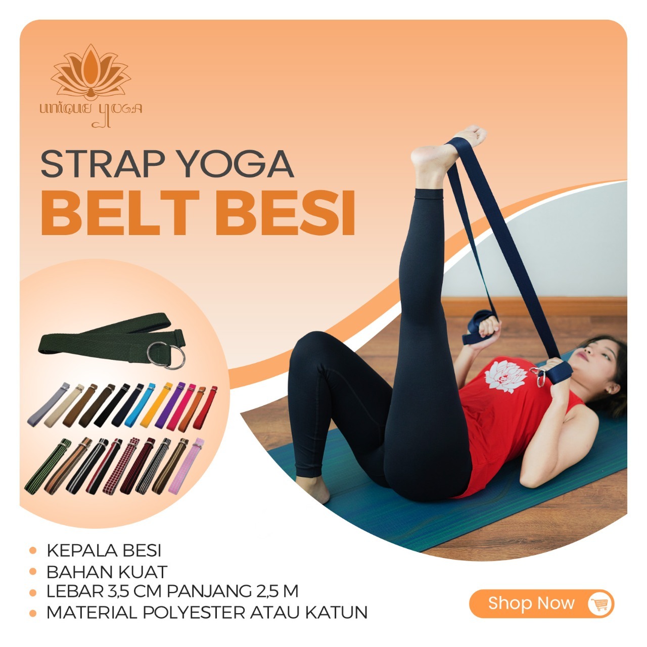 Belt Yoga / Strap Yoga Besi Motif / Strap Belt Yoga / D Ring Belt Yoga / Strap Yoga Murah