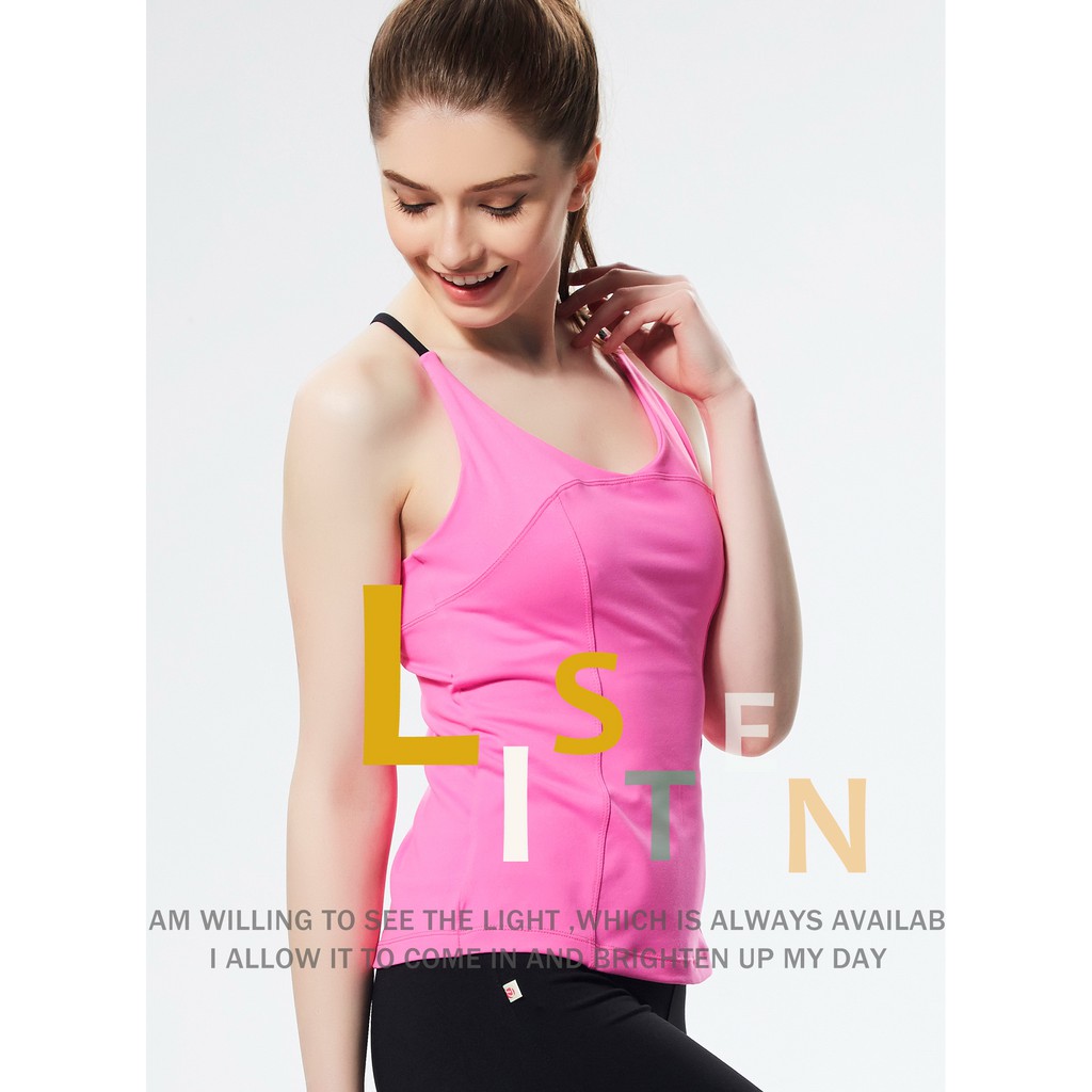Baju Senam Yoga Pink Denlus DL 97310 / Top Yoga / Baju Yoga / Top Gym / Top Olahraga Wanita / Top Yoga Wanita