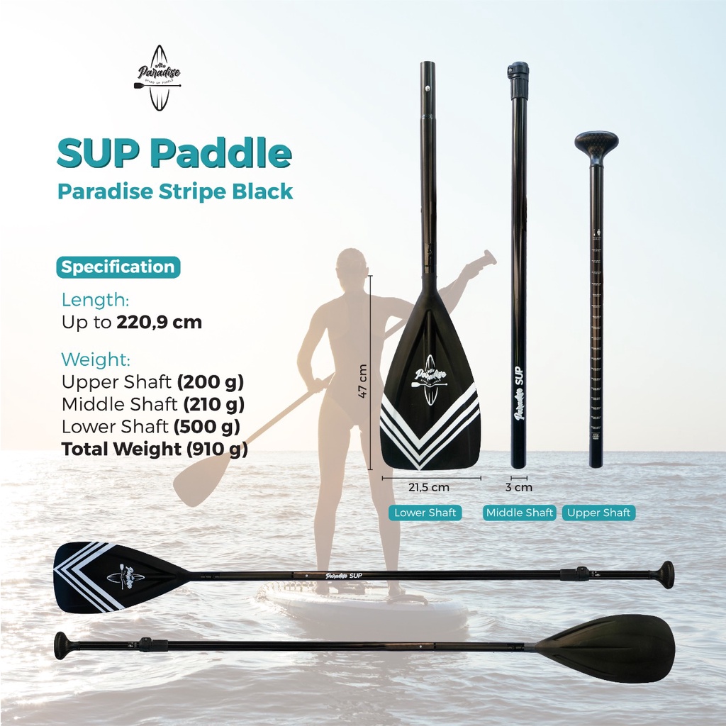 Paradise SUP Paddle / Paradise Stripe Black Paddle / Dayung Perahu / Dayung Perahu Karet / Dayung Paddle Board