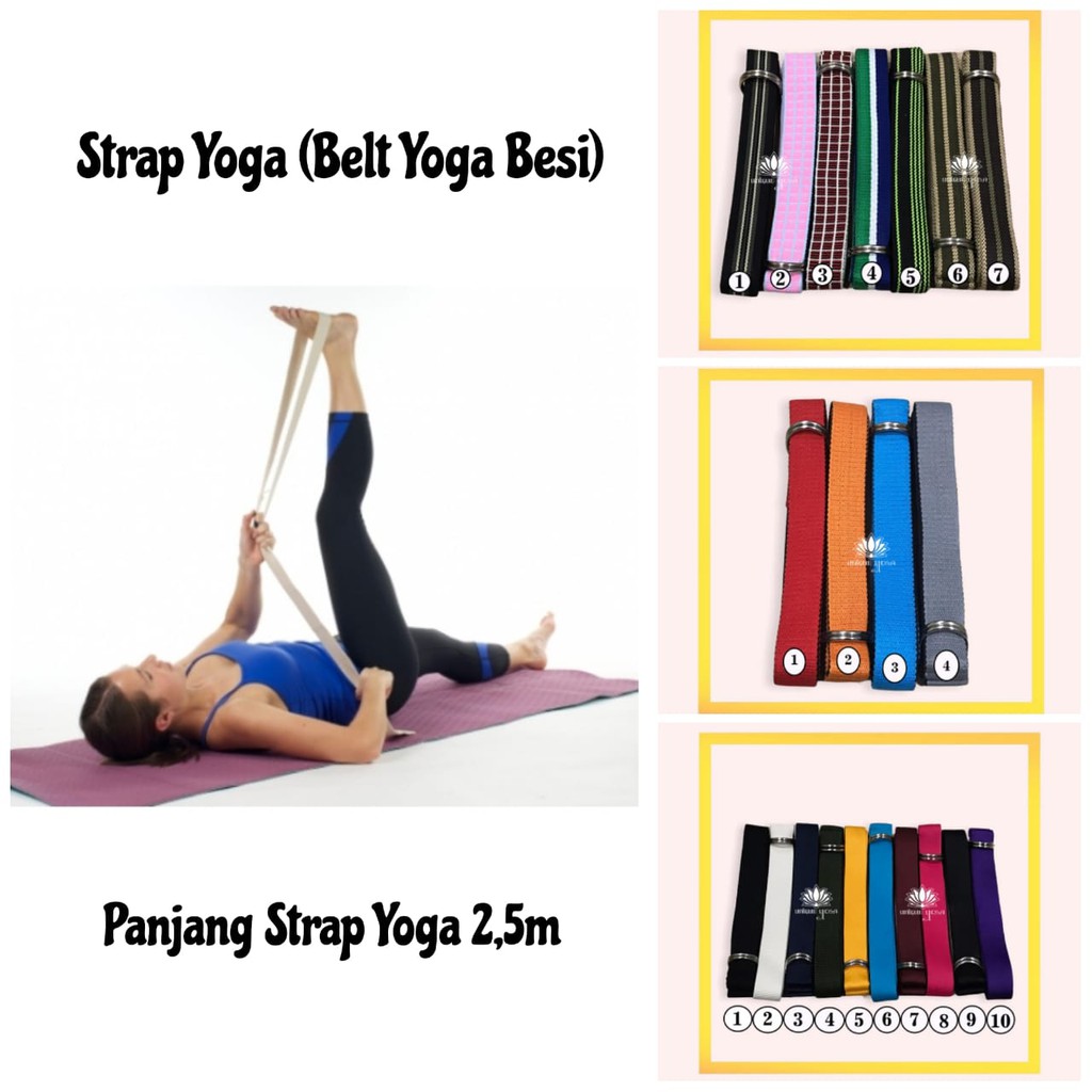 Belt Yoga / Strap Yoga Besi Motif / Strap Belt Yoga / D Ring Belt Yoga / Strap Yoga Murah