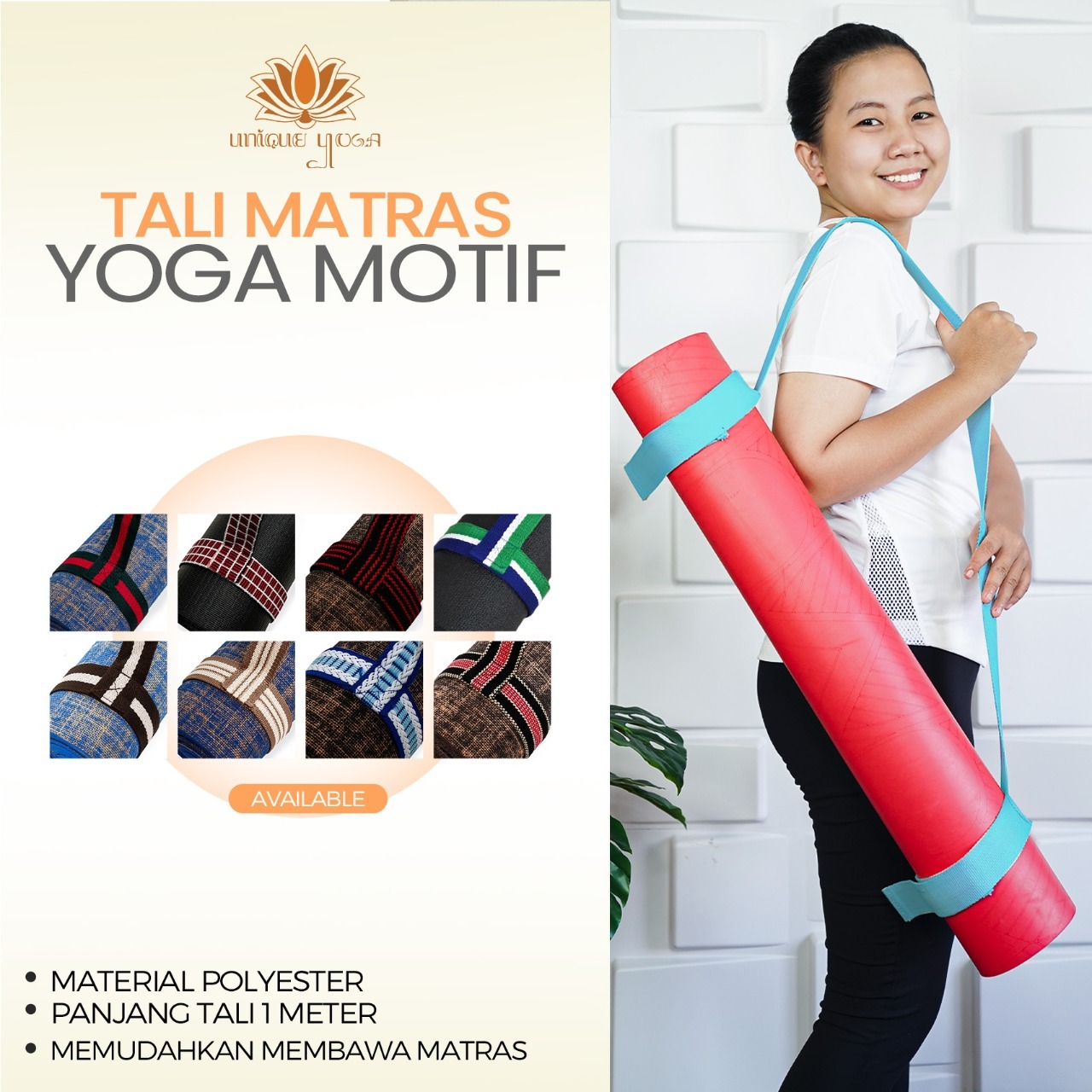 Tali Yoga Mat / Alat Pembawa Matras Yoga / Commuter Yoga Corak / Tali Matras / Tali Yoga Mat