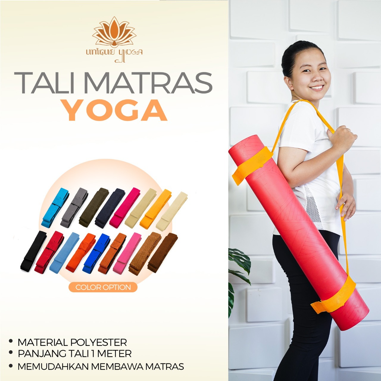 Tali Matras Yoga / Commuter Yoga Polos / Tali Yoga Mat Murah /Strap Matras Yoga / Tali Bawa Mat Yoga