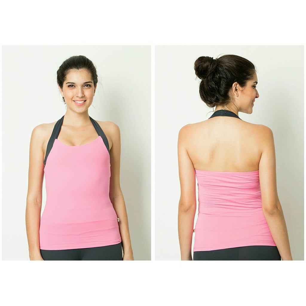 Baju Yoga Pink List Abu / Baju Senam Fitness / Baju Olahraga Yoga / Baju Senam Murah DL 96046