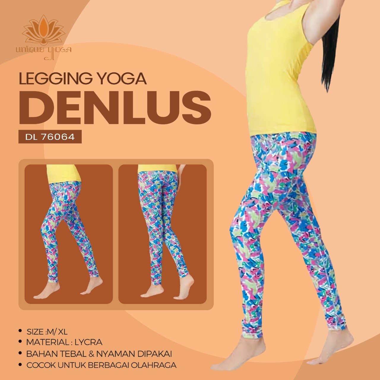 Celana Legging Yoga Motif DL 76064 / Celana Olahraga Wanita Murah Jakarta/ Celana Olahraga Senam Yoga legging