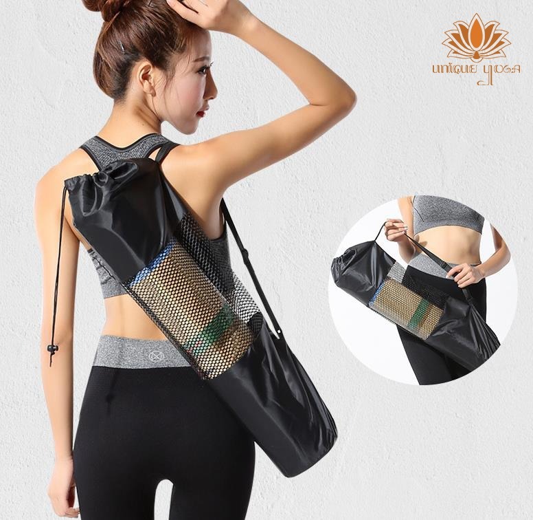 Tas Yoga Parasut / Tas Matras Jaring Termurah / Tas Matras Yoga Jaring Warna Hitam