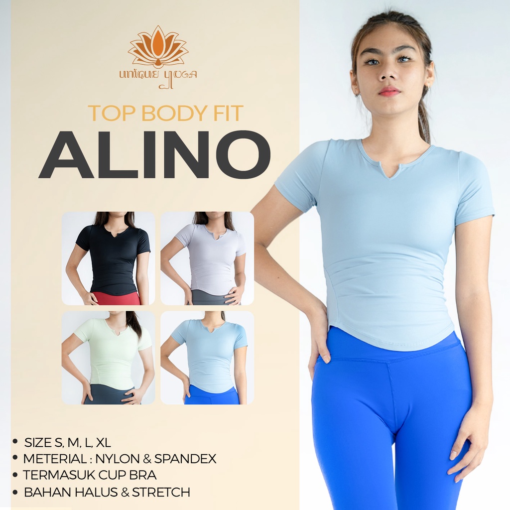 Baju Senam Yoga Sport Wanita Body Fit Alino / Atasan Olahraga Yoga Top Body Fit Alino 8315 / Atasan Senam Yoga Terbaru