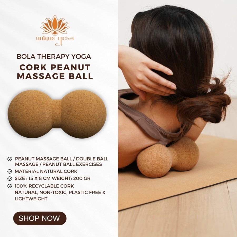 Cork Peanut Massage Ball / Massage Therapy Roller / Bola Therapy / Bola Therapy Yoga / Therapy Yoga Ball / Peanut Massage Ball / Double Ball Massage / Peanut Ball Exercises