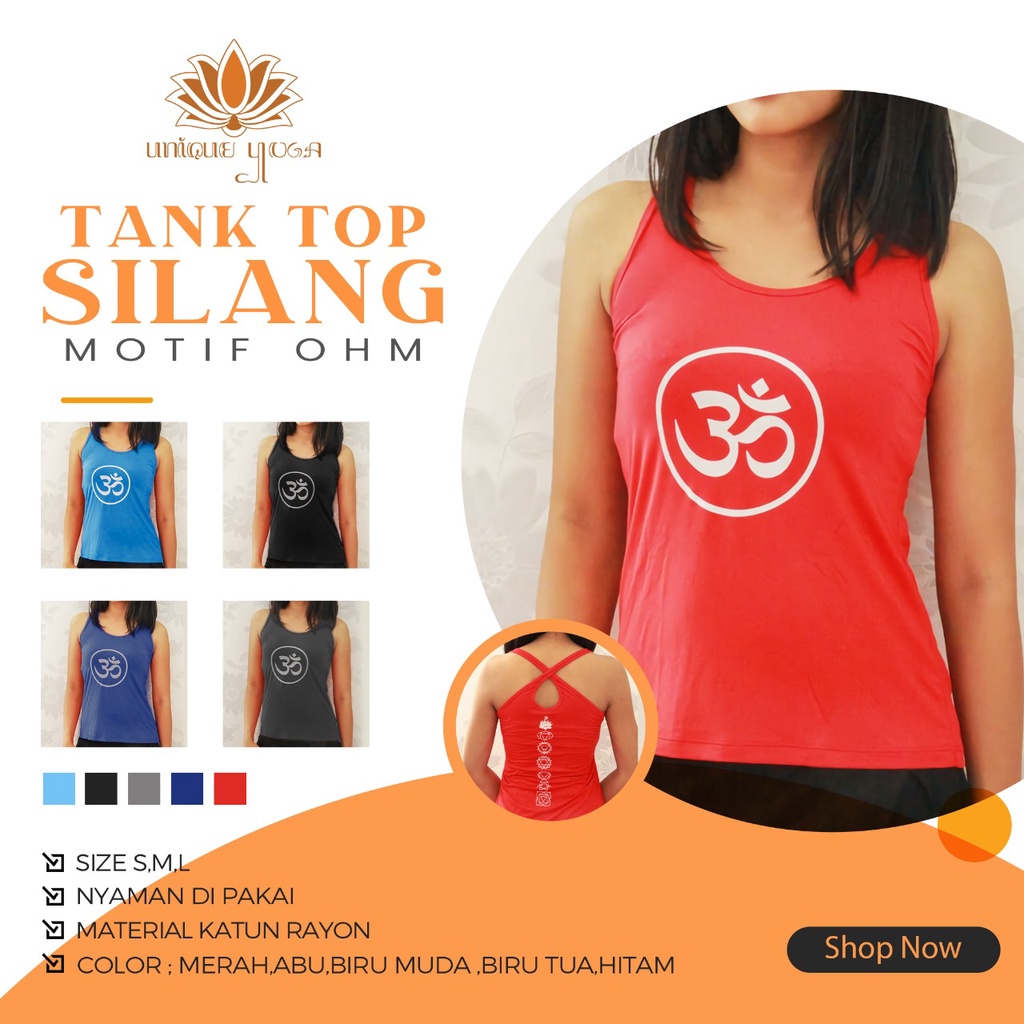 Baju Yoga / Kaos Senam Yoga / Top Yoga Silang Ohm / Baju Yoga Murah / Kaos Olahraga Wanita / Kaos Senam Wanita