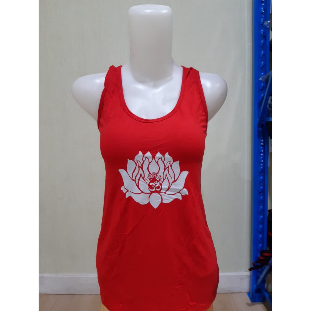 Tank Top Senam Yoga Pilates Zumba Teratai / Baju Yoga Robek Motif Teratai / Baju Yoga Murah