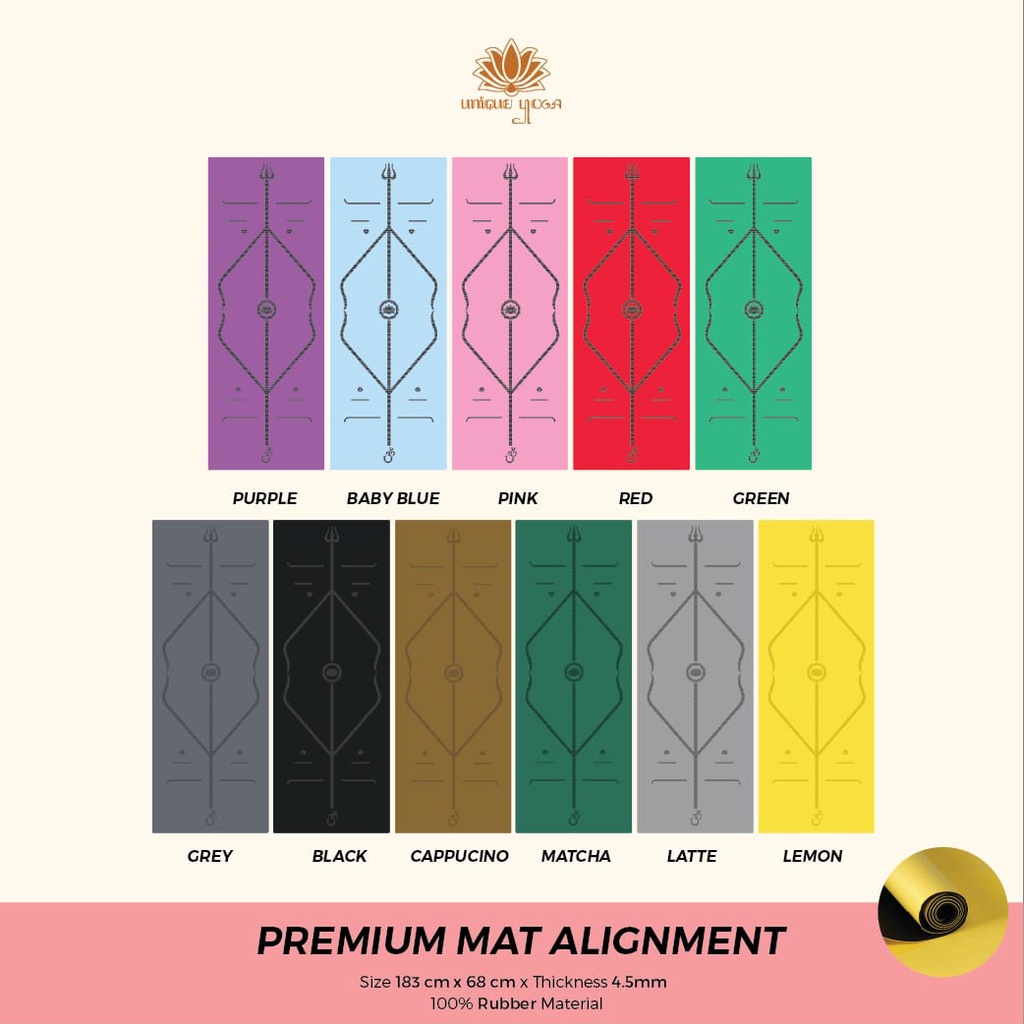 Matras Yoga Premium Align / Yoga Mat Premium Align Rubber / Yoga Mat Align + Tas Premium Hitam 