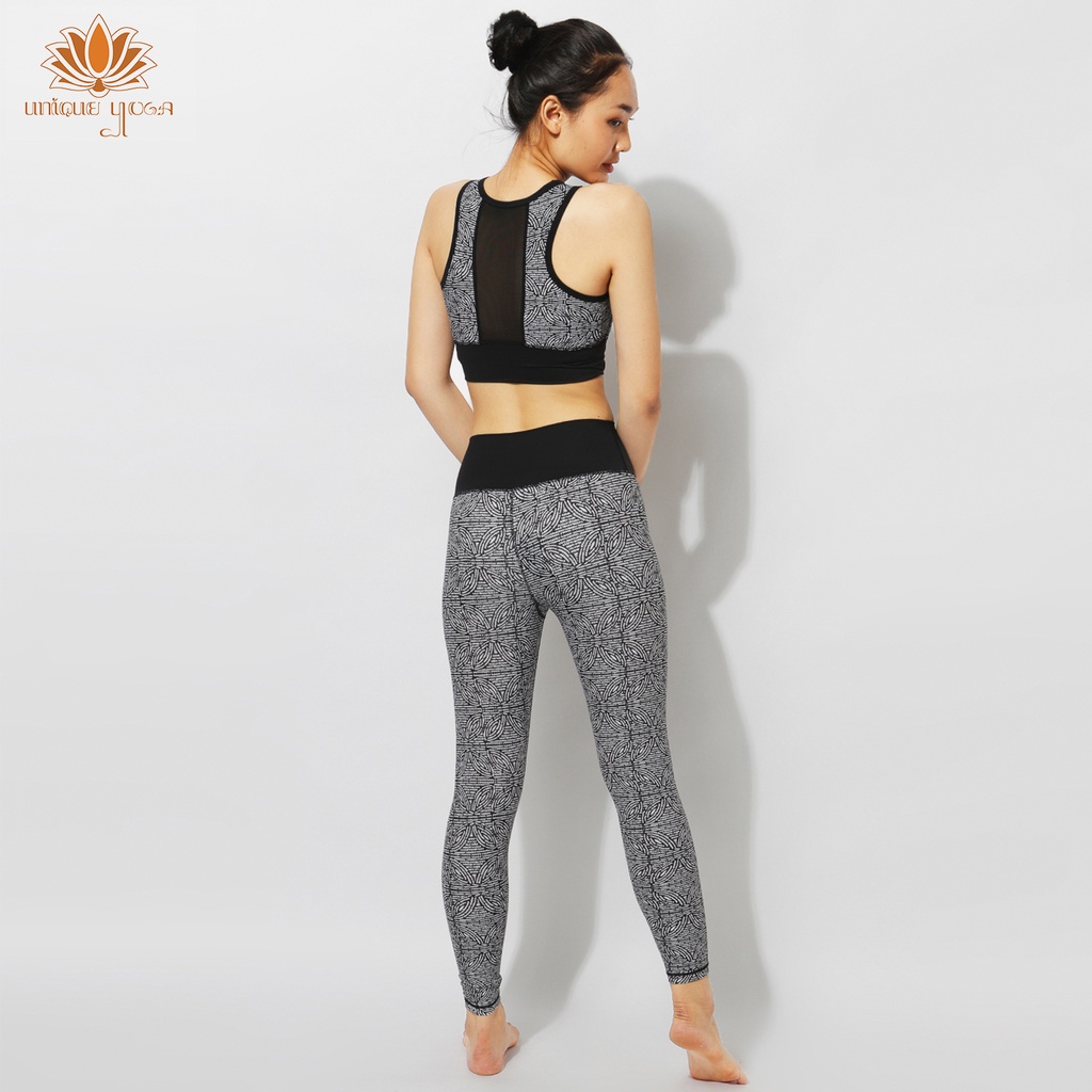 Legging Motif Abstrak Hitam / Celana Senam Yoga / Pakaian Olahraga / Setelan Pakaian Yoga / Setelan Pakaian Olahraga Wanita Legging Motif 10 & BM 04