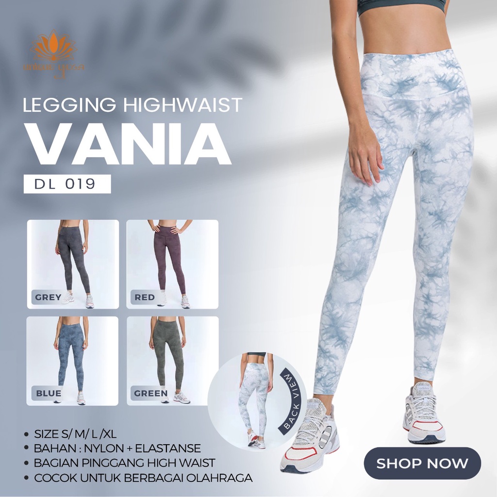 Legging Highwaist Senam Yoga Gym Tie Dye / Legging Yoga Vania DL019 / Celana Sport Wanita / Legging Olahraga Zumba