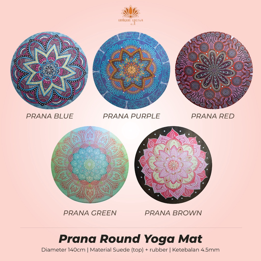 Prana Round Yoga Mat / Matras Yoga / Matras Yoga Bulat Motif / Yoga Mat Round Motif / Matras Yoga Motif / Matras Yoga Round