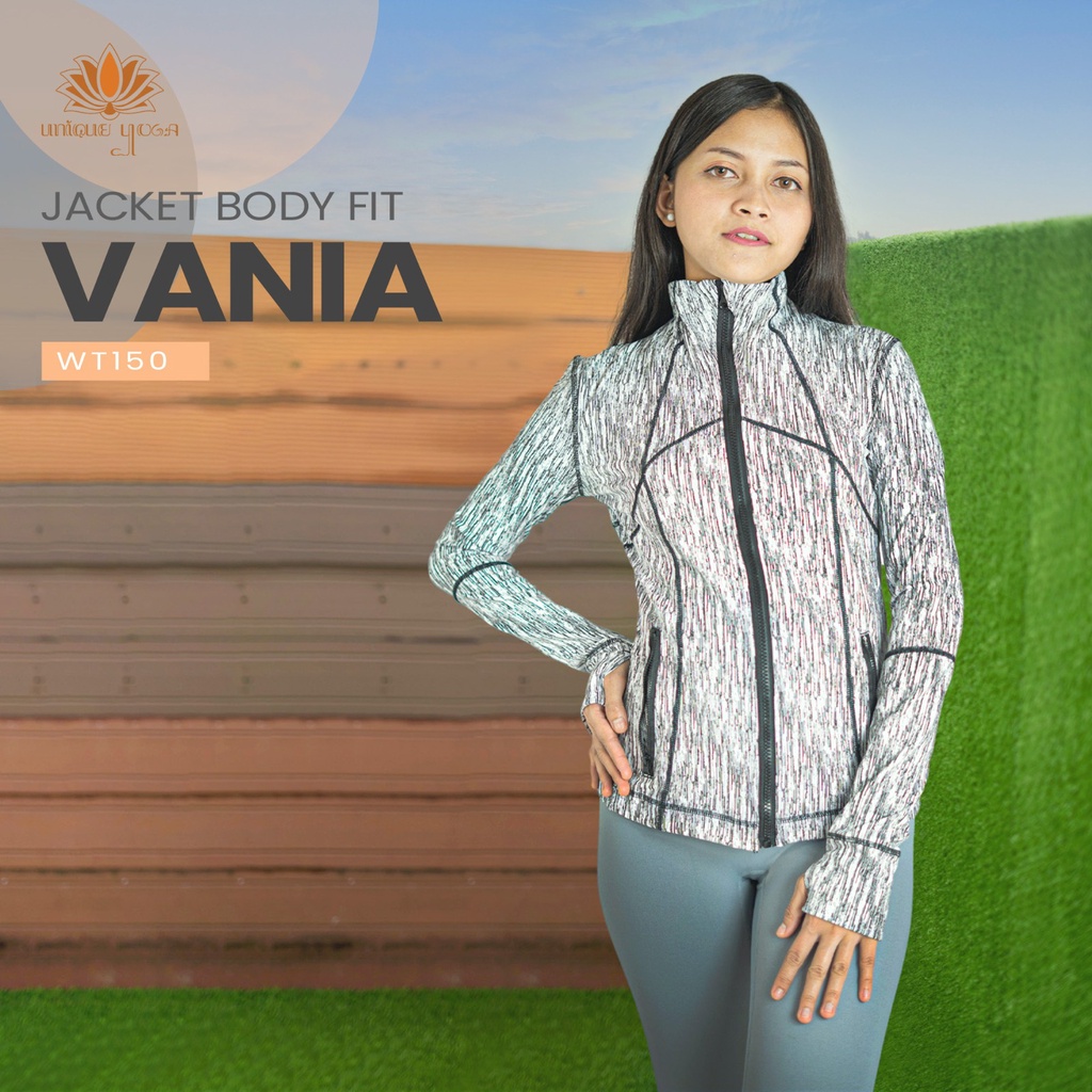 Jaket Body Fit Tangan Panjang untuk Senam Olahraga Yoga / Jacket Long Sleeve / Outerwear Long WT150