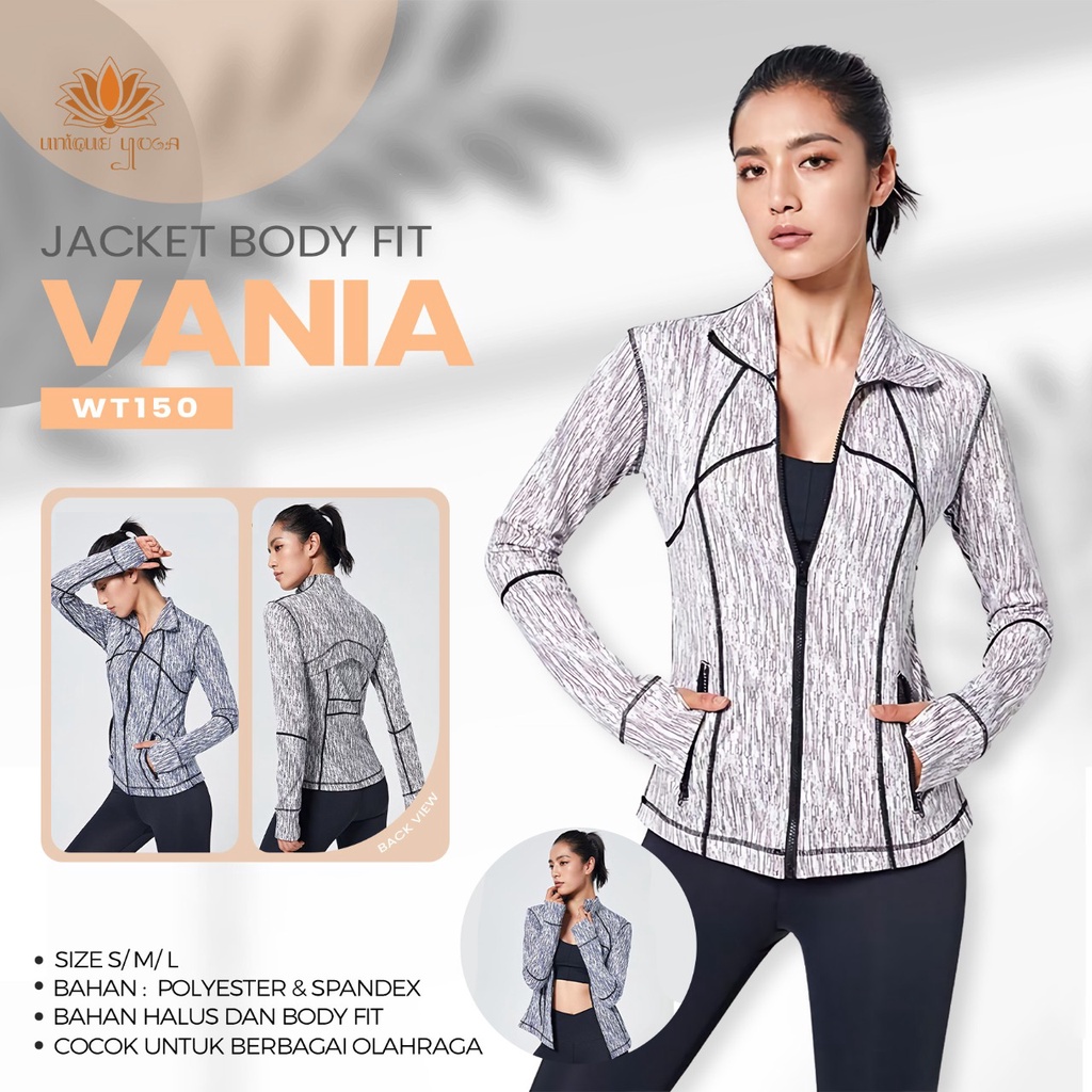 Jaket Body Fit Tangan Panjang untuk Senam Olahraga Yoga / Jacket Long Sleeve / Outerwear Long WT150