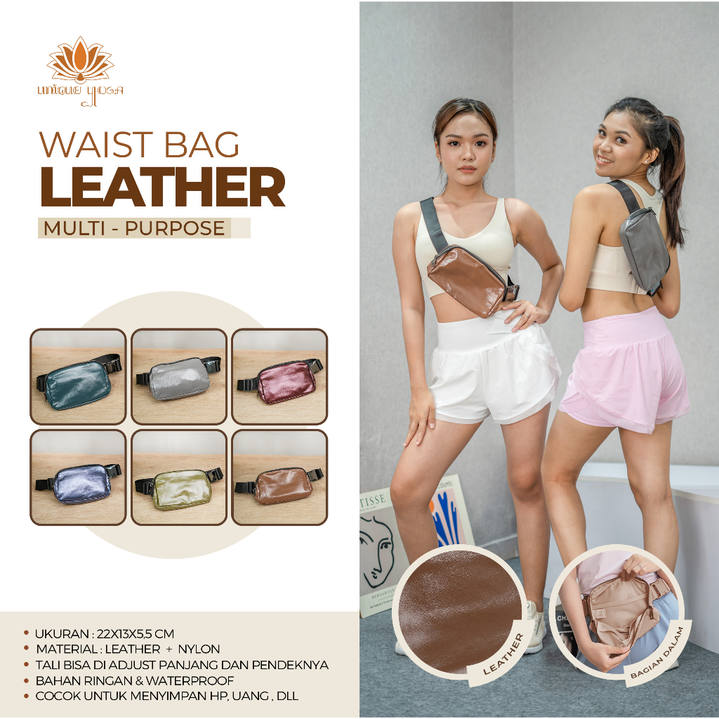 Waist Bag Leather / Tas Slempang Wanita / Tas Slempang Pria / Waist Bag Yoga / Waist Bag Sport / Tas Slempang Sporty