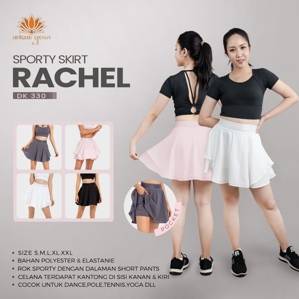 Rok Sporty Mini Celana Pendek Wanita / Sporty Skirt with Short Pant / Rok Olahraga Tennis / Sporty Skirt Rachel DK330