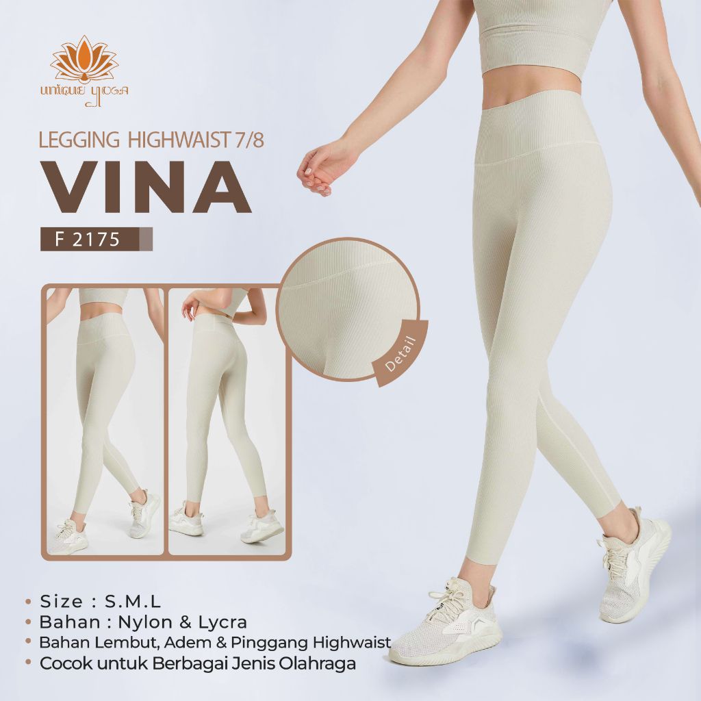 Celana Senam Yoga Vanilla CK1308 / Celana Legging Yoga Polos High Waist Warna Putih / Legging Sport Olahraga Vania Vina