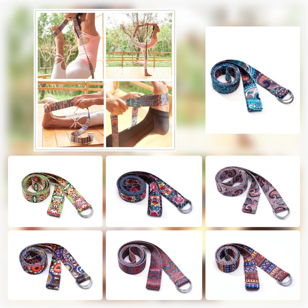 Strap Yoga / Belt Besi Yoga Corak / Belt Olahraga Murah / Belt Yoga / Alat Bantu Yoga / Tali Yoga / Yoga Belt