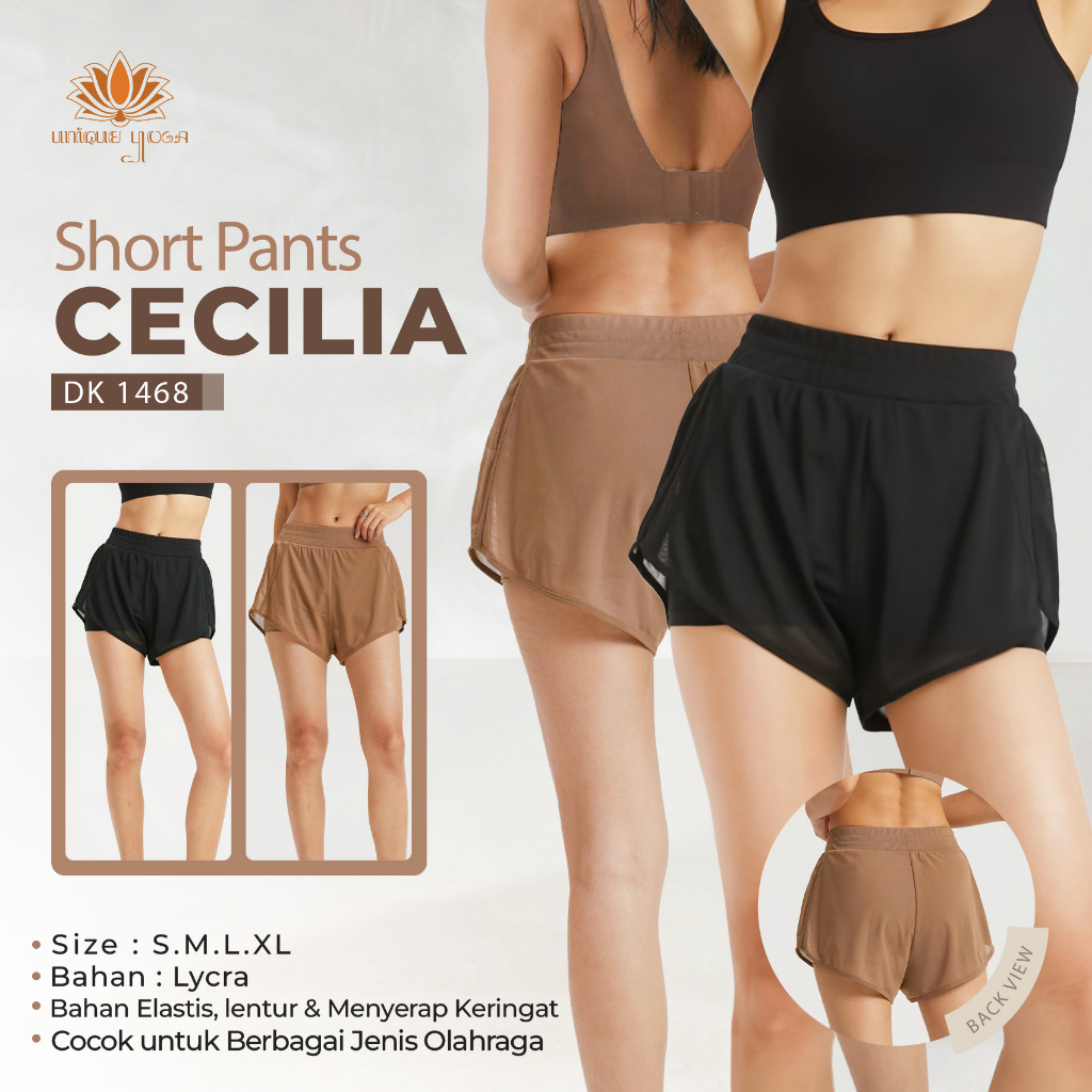 Short Pant Sport Celana Pendek Workout Gym Hot Yoga Running Cecilia / Mini Short Pant Sport Yoga Wanita DK1468 