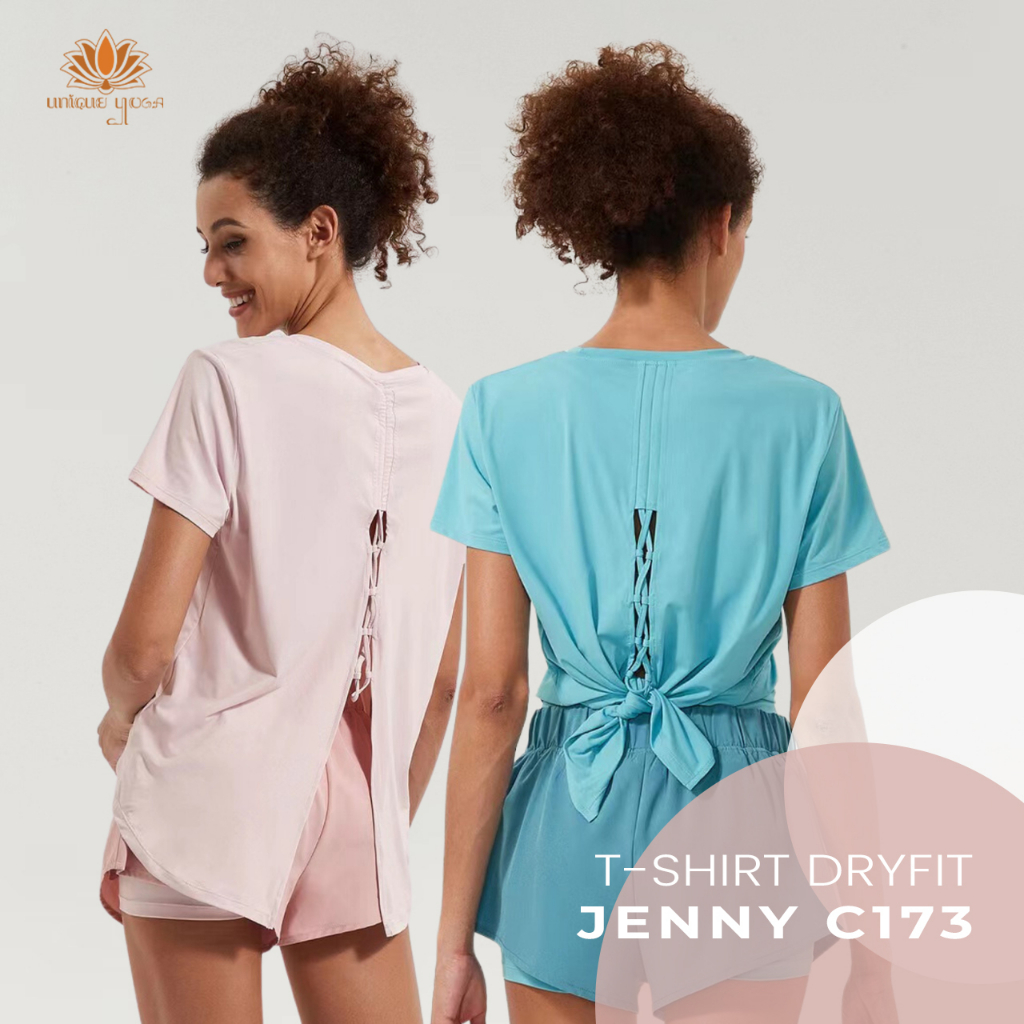 Baju Kaos T-shirt Dry Fit Olahraga Wanita Bisa di ikat / Atasan Yoga Wanita / Baju Senam Gym Pilates / Tshirt Jenny C173