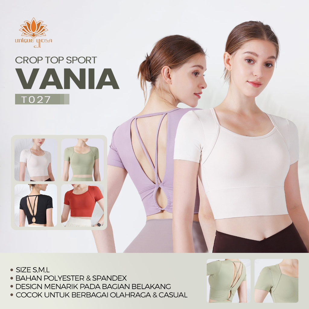 Top Crop Wanita / Crop Top Sporty with Sexy back  / Baju Senam Olahraga Yoga Paula T027 / Sports Bra Senam Yoga Vania 
