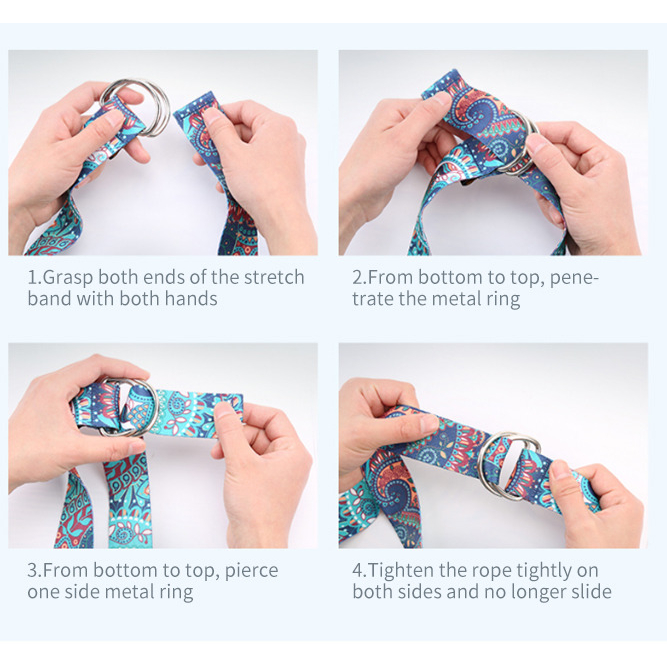 Strap Yoga / Belt Besi Yoga Corak / Belt Olahraga Murah / Belt Yoga / Alat Bantu Yoga / Tali Yoga / Yoga Belt