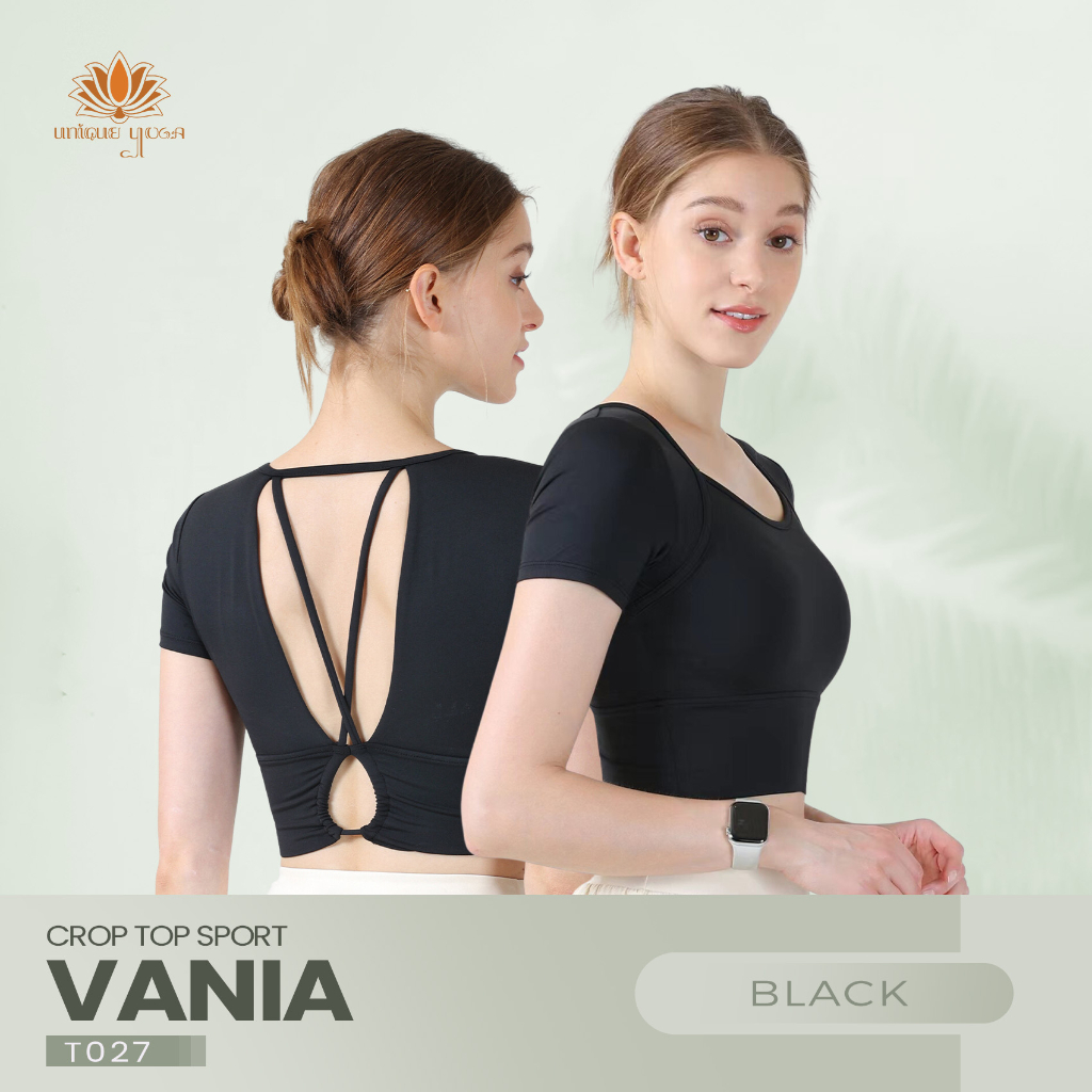 Top Crop Wanita / Crop Top Sporty with Sexy back  / Baju Senam Olahraga Yoga Paula T027 / Sports Bra Senam Yoga Vania 