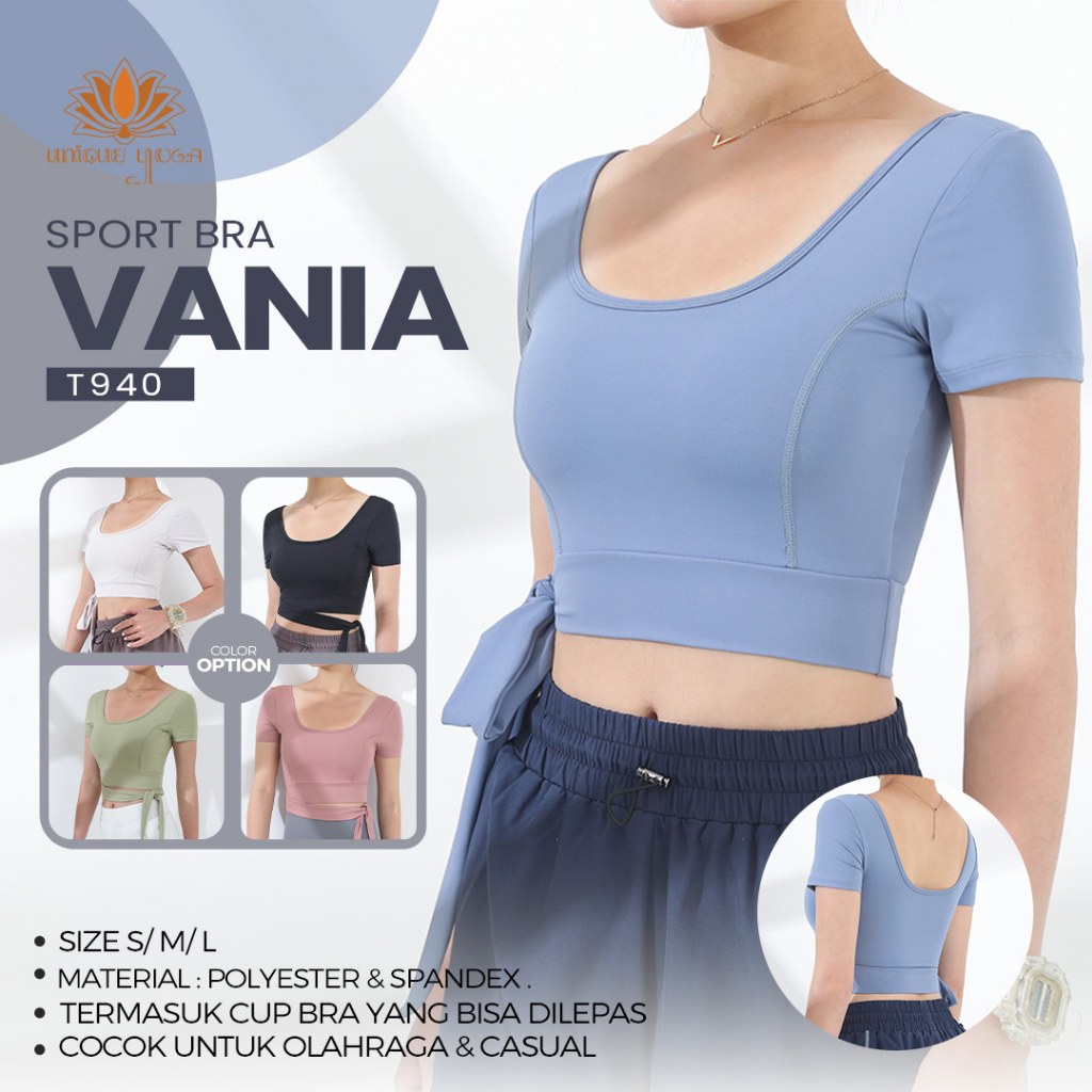 Sport Bra Vania T940 / Sport Bra Senam Baju Yoga Pendek Terbaru Wanita/ Pakaian Olahraga Yoga