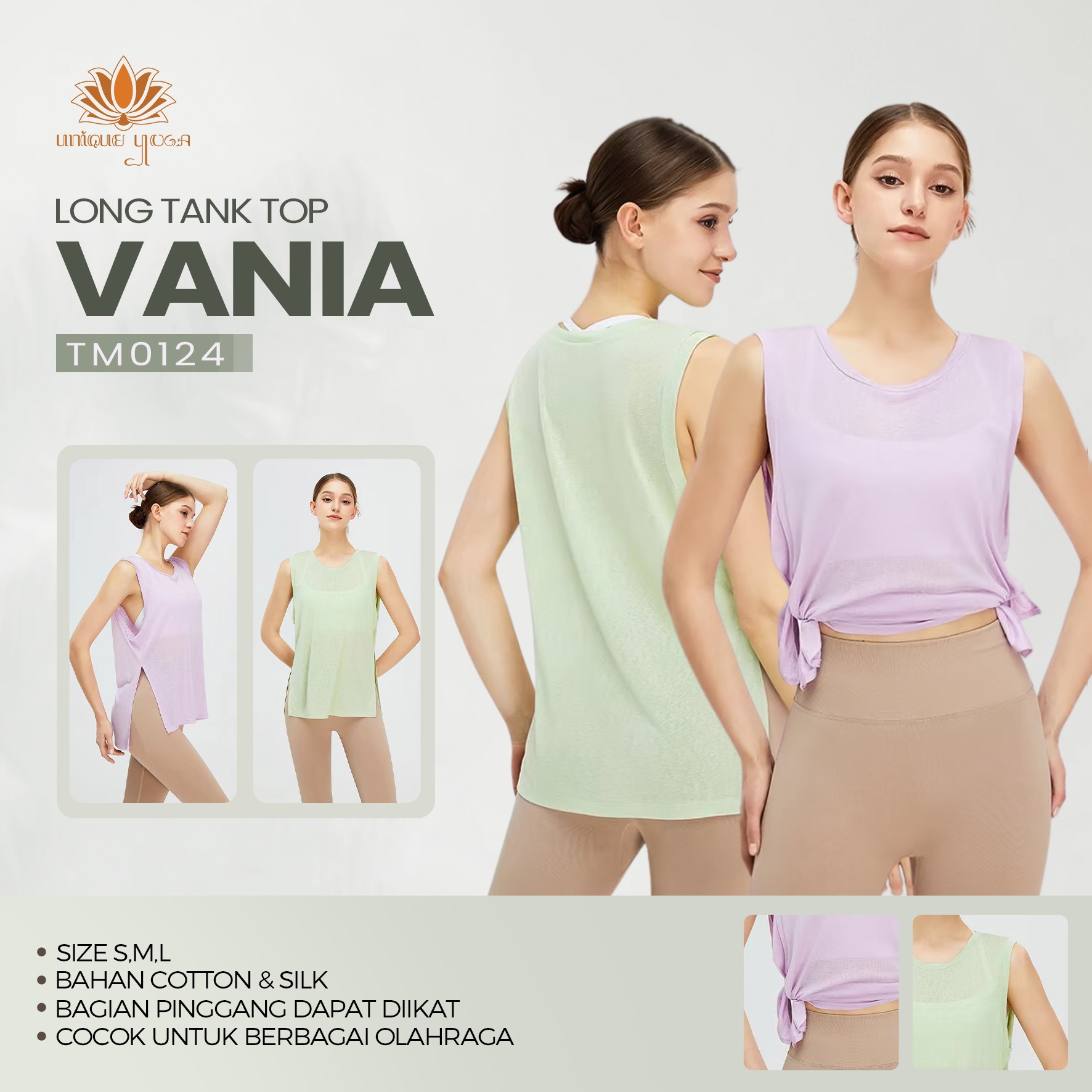 Atasan Kaos T-shirt Sport Fitness Senam Yoga / Baju Tank top Outer Olahraga Sport Yoga Wanita / Tank Top Tasha TM0124