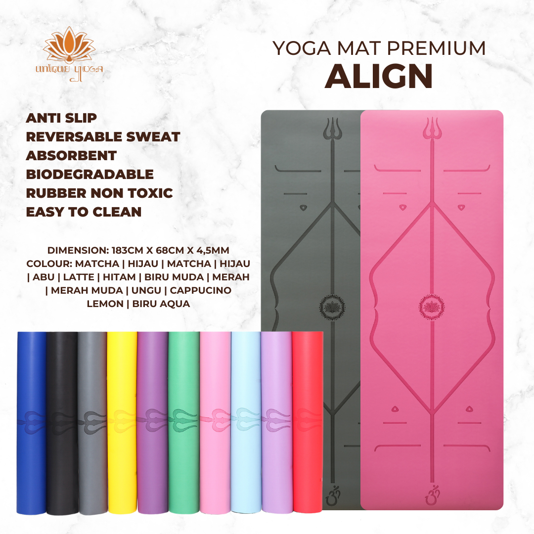 Matras Yoga Premium Align / Yoga Mat Premium Align Rubber / Yoga Mat Align + Tas Premium Hitam 