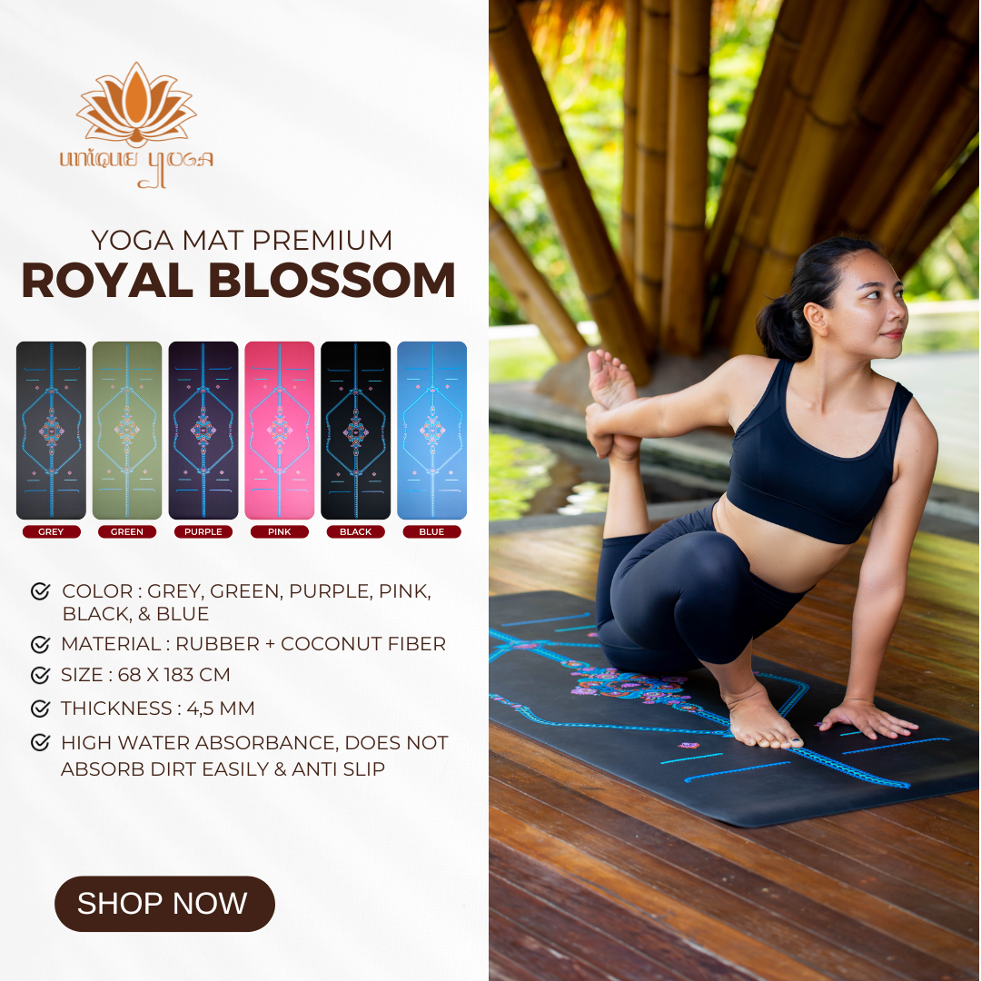 Matras Yoga Premium Royal Blossom Anti Slip / Yoga Mat Premium Rubber 4,5mm Motif Align / Royal Blossom Yoga Mat 