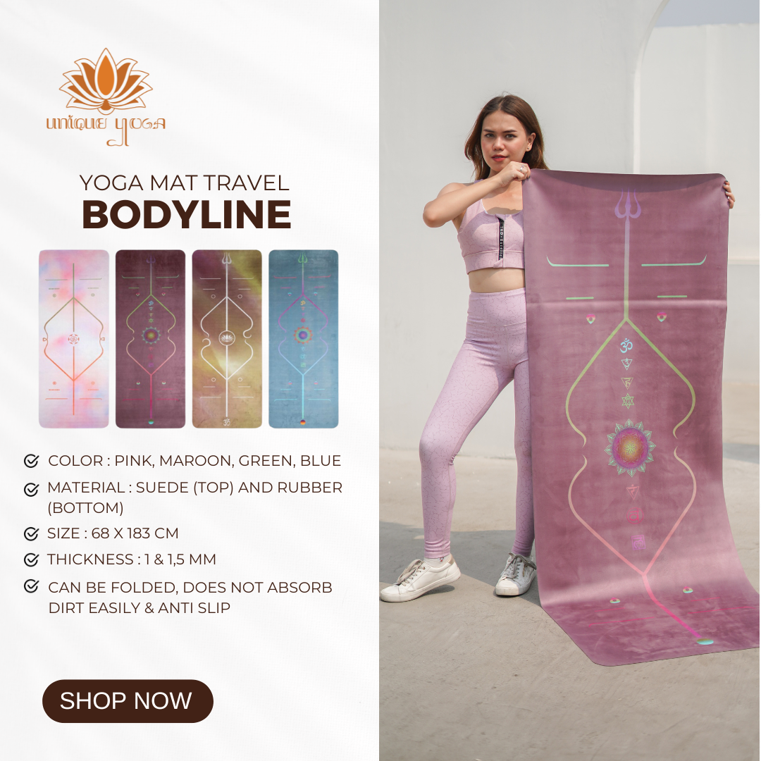 Matras Travel Yoga Motif / Travel Mat Motif Align / Printed Travel Mat Motif / Matras Yoga Travel Mat Bodyline