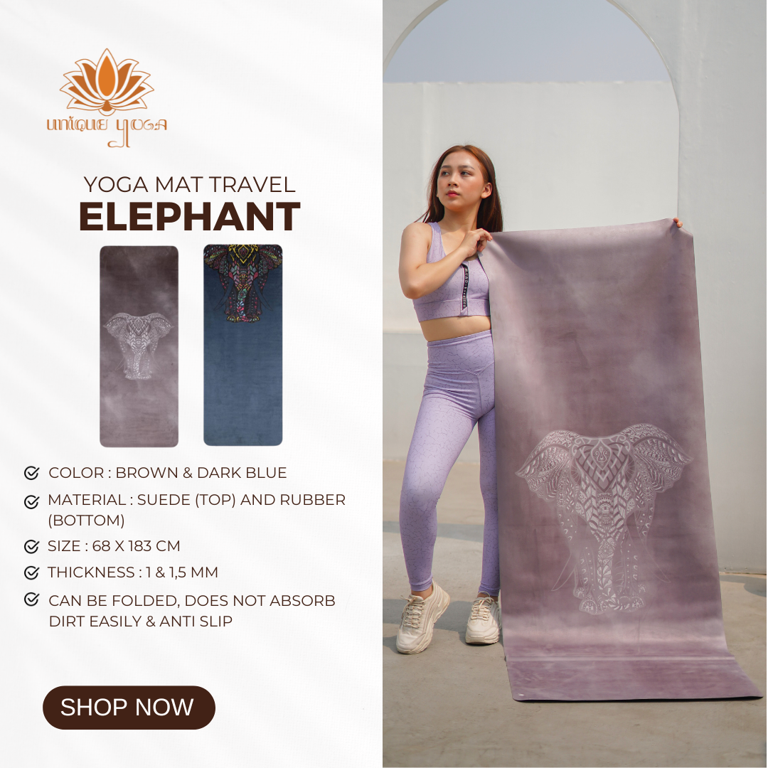 Yoga Mat Travel Motif / Travel Mat Elephant / Matras Senam Olahraga Yoga Motif / Matras Yoga Lipat Anti Slip