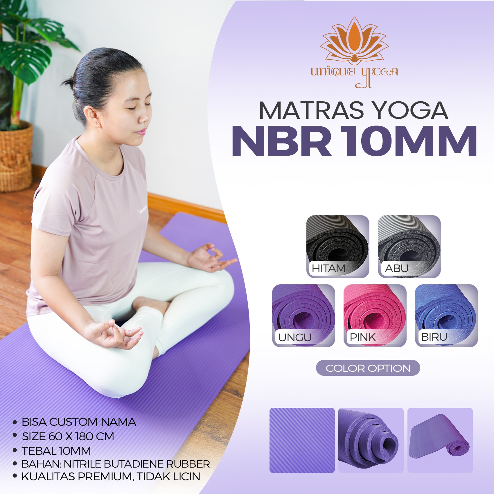 Yoga Mat NBR / Matras Yoga NBR 10mm/ Matras Senam Workout / Matras Yoga Tebal 10 mm