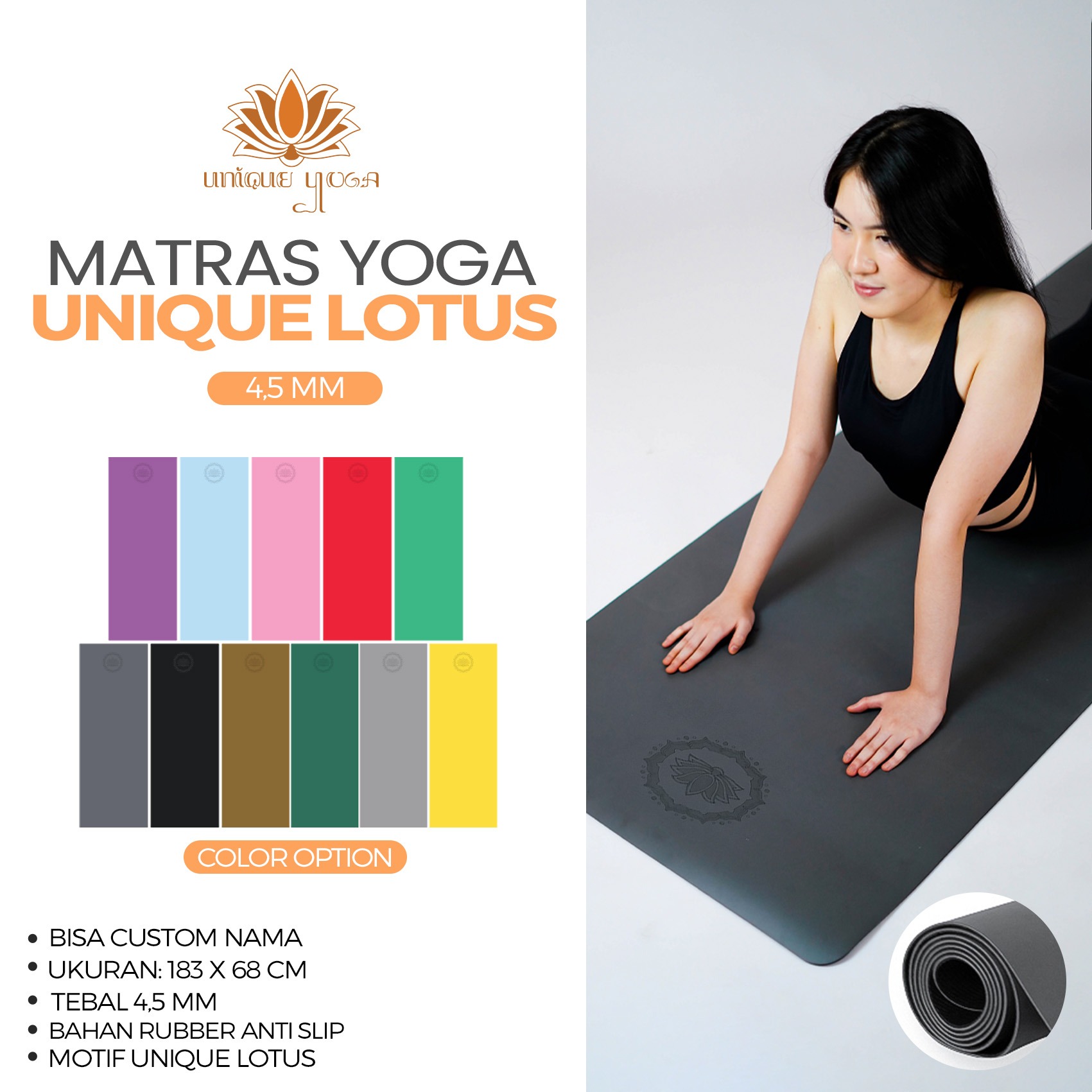 Matras Yoga / Yoga Mat Premium Lotus /  Premium Mat Yoga Lotus Sekelas Lululemon / Yoga Mat Unique Premium Lotus 