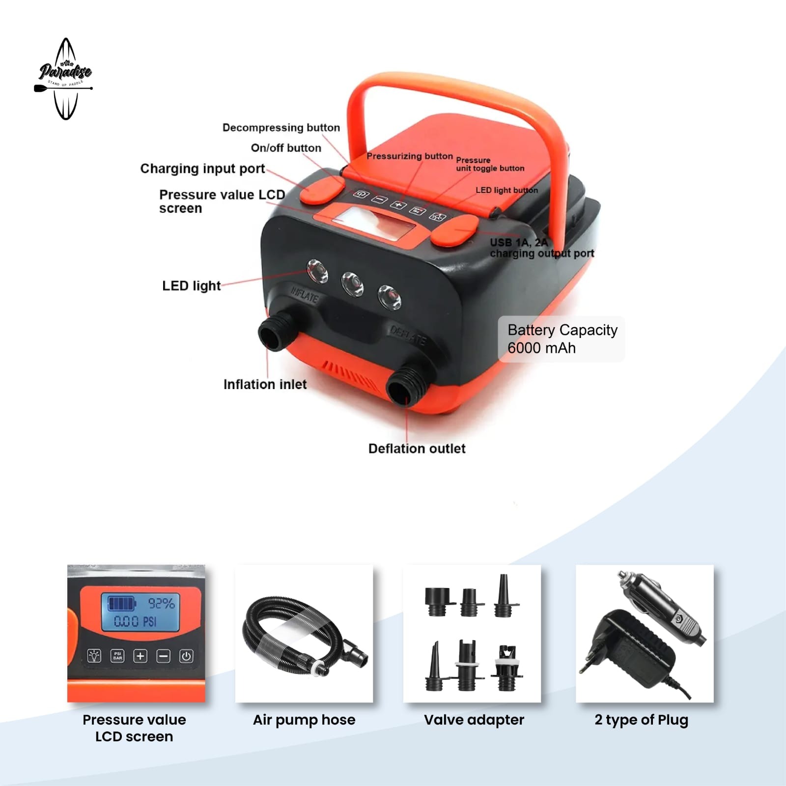 Pompa Udara Elektrik Paddle / SUP Electric Air Pump HT-790 Up to 16 PSI / Pompa Elektrik SUP Paddle Board