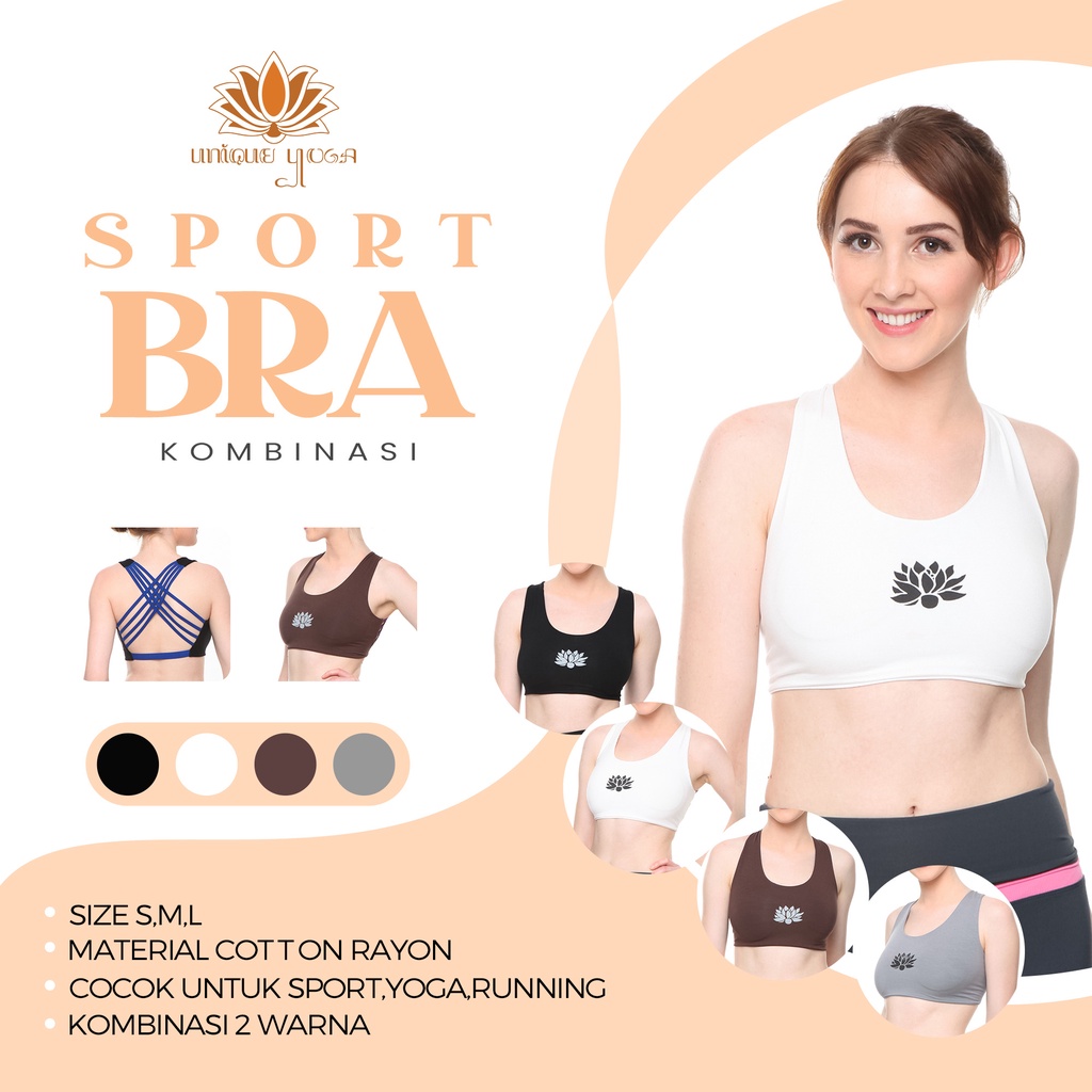 Bra Yoga / Baju Yoga Kombinasi Putih / Bra Yoga Sport Kombinasi / Sport Bra Olahraga Senam Zumba