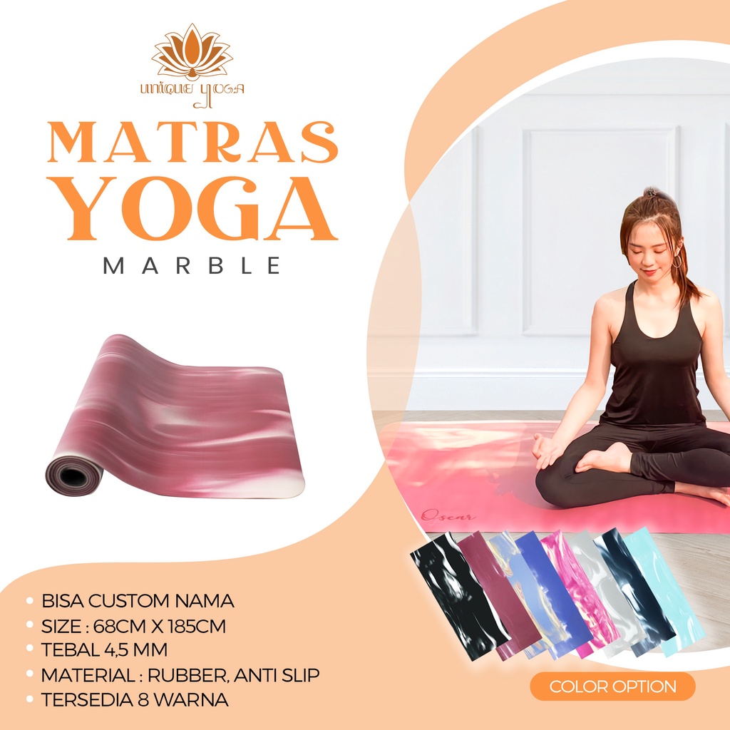 Yoga Mat Premium Solid Marble / Yoga Mat Sekelas Lululemon / Yoga Mat Premium Marble / Alas Olahraga Yoga Pilates