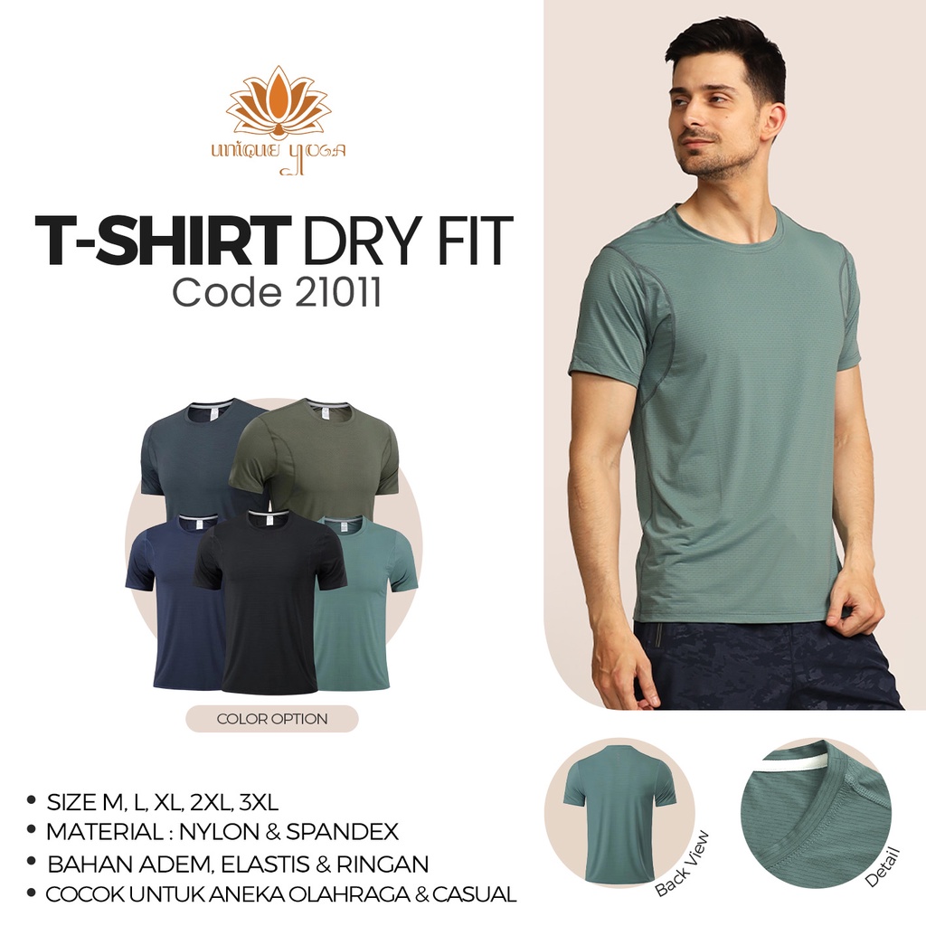 Kaos Olahraga Senam Yoga Pria Gym Running Dry Fit / Baju Sport Pria / Pakaian Olahraga Pria