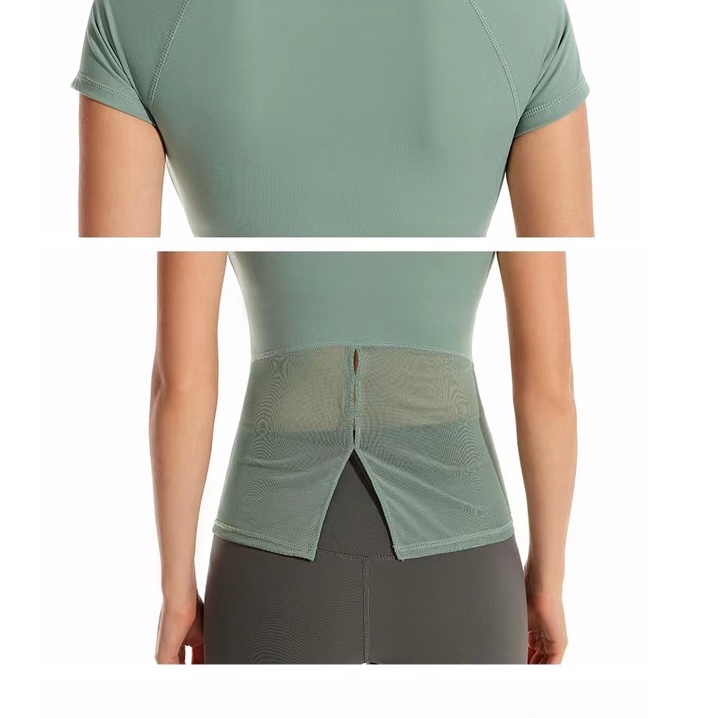 Baju Atasan Olahraga Yoga Sport Body Fit Alino / Kaos Lengan Pendek Olahraga Senam Yoga Running / Top Body Fit with Tile